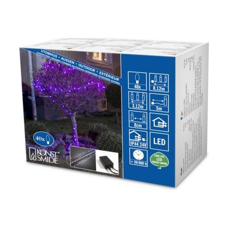 LED GLOBELICHTERK.,ROT, BLAU FARBWE., 40 LED,AUßEN,SCHW.K.