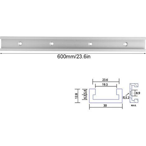 Jig de guidage à rainure en T en alliage d'aluminium pour coupes d'onglet, outil de menuiserie (600mm) (1/5)