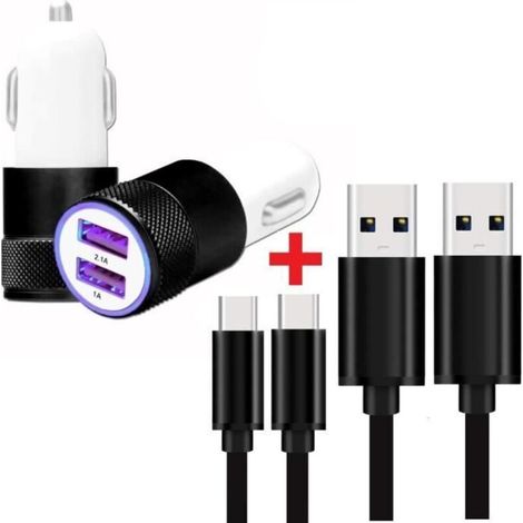 Chargeur de voiture - Blackview - A70 Pro - Charge rapide - 2 ports USB - 2 câbles USB Type-C - AquaForge (1/4)