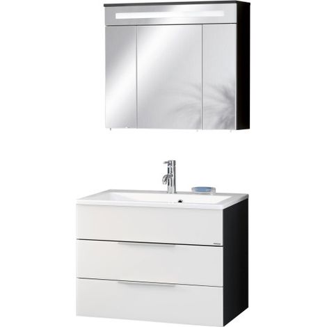 Fackelmann KARA Badmöbel Set 3-teilig, 80 cm, Anthrazit/Weiß, Gussmarmor, 2 Schubladen-08141 (1/4)