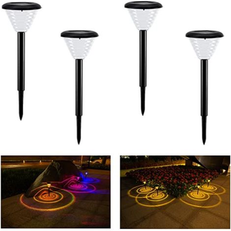 Lampe Solaire Exterieur Jardin,Spot Solaire Exterieur Blanc chaud RGB,Lumiere Solaire Exterieur IP55 Imperméable,Led Eclairage Exterieur Solaire pour Allée Chemin Terrasse Pelouse Paysage (4 Lampe) (1/5)