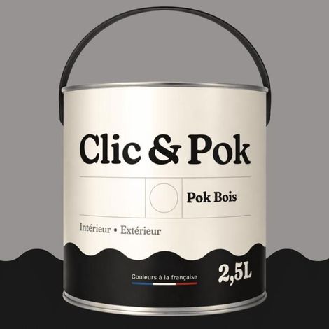 Peinture Bois Extérieur – POK BOIS - 2,5L - RAL 7036 - Gris platine- Résistante aux intempéries - Ne s'écaille pas