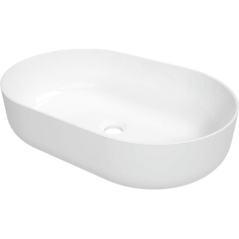 Lavabo in ceramica per piano d'appoggio 58x38 cm colore bianco - Endor (1/2)