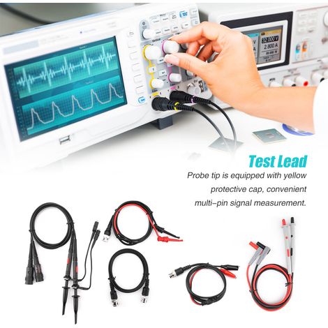 Ensemble de cordons de test pour oscilloscope et multimètre P1260D avec pinces crocodiles et embouts de sonde remplaçables