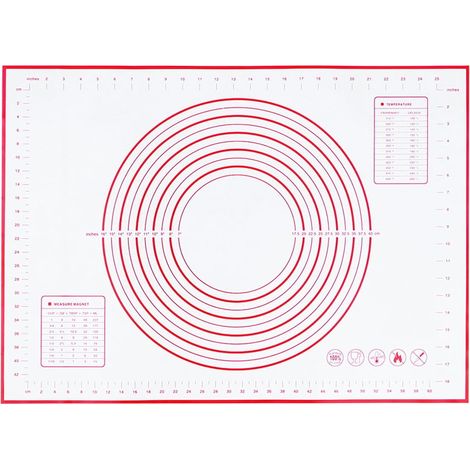 Tapis À Pâtisserie - En Silicone Et Fibre De Verre - Dimensions Imprimées - Antidérapant - Pour Pâte À Pain Pizza Pâtes - 40 X 30 Cm - 1 Pièce (1/5)