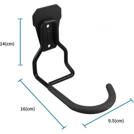 Juego de 2 ganchos para bicicletas, negros, soportes de hierro para colgar bicicletas, robusto soporte de pared en forma de L para bicicletas, práctico soporte vertical para bicicletas para el hogar o (1/3)