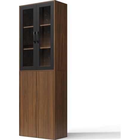 Credenza cucina stretta 60x30x180 cm con ante in vetro e carrello estraibile (1/5)