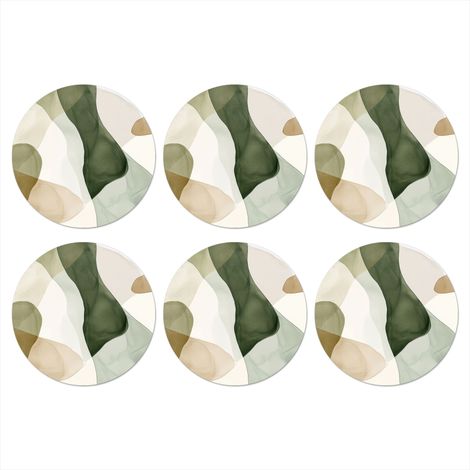 POSAVASOS Japandi - Abstracto - Verde Set de 6 10x10