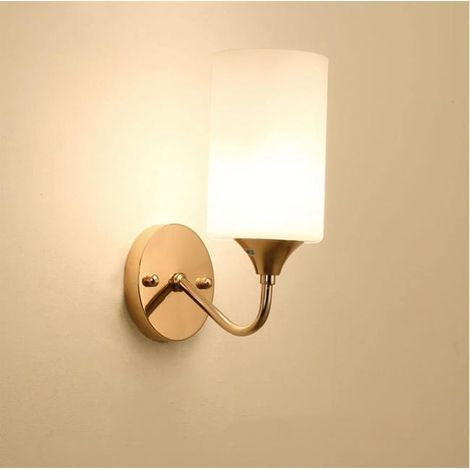 Modern Nordic style white LED wall light with lampshade for hallway, staircase, bedside, Gold (1/3)