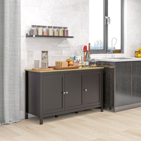 Credenza a 3 ante, credenza per soggiorno con ripiani regolabili, adatta anche per cucina, corridoio e sala da pranzo, nera, 120x40x70 cm