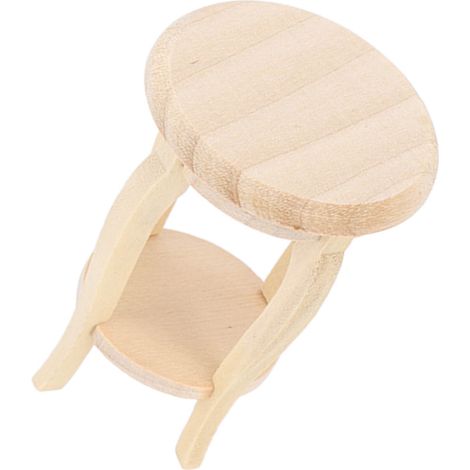 Tabouret miniature pour maisons de poupées, échelle 1:12, en bois brut, avec des détails parfaits. (1/5)