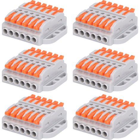 Lot de 6 connecteurs de fils compacts en cuivre ABS à connexion rapide, conducteurs de câblage universels (1/5)