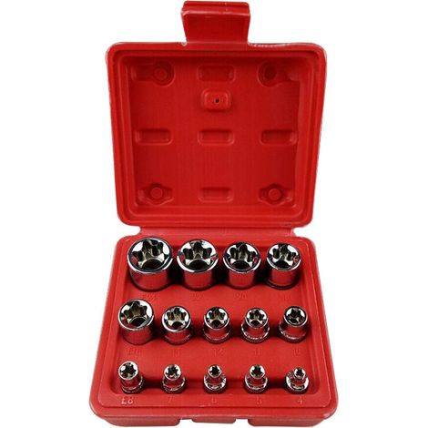 Juego de llaves de vaso hembra, con accionamiento E4 - E24, juego de herramientas manuales de alta calidad (1/4)