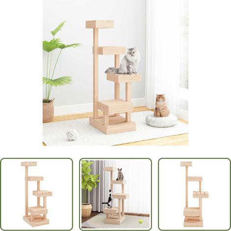 Arbre à chat bois - Arbre à chat 45,5x49x103 cm Bois de pin massif (1/5)