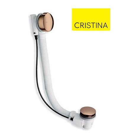 Vidage baignoire automatique à cable 80 cm avec siphon orientable Or Rose - CRISTINA ONDYNA VB41746P