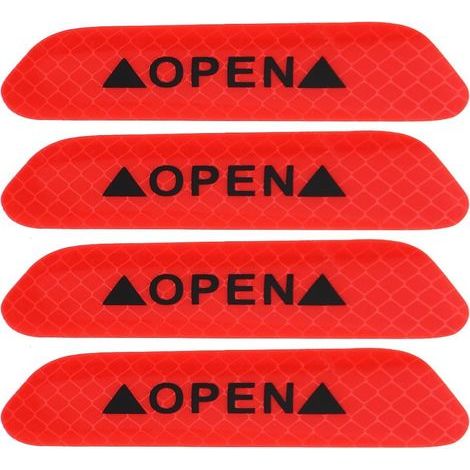 Lntyq 4Pcs auto-adhésive de porte de voiture autocollant d'avertissement réfléchissant bande de sécurité autocollant signe (rouge) (1/5)
