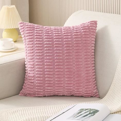 Taie d'Oreiller Carrée Housse de Coussin + Coussin Core Lit Canapé Maison Chaise Voiture Décoration Cadeau (Rose foncé) (1/4)