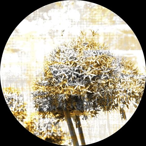 papier peint panoramique rond adhésif fleurs jaune et gris - Sanders & Sanders (1/4)