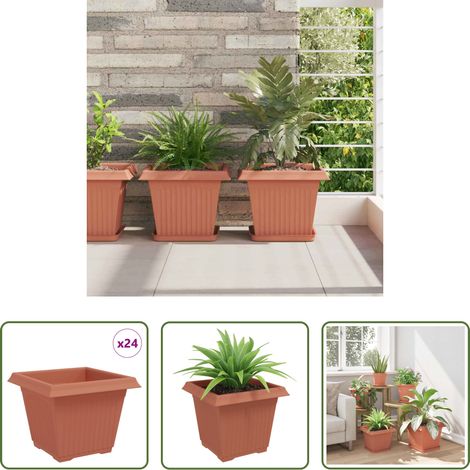 Pot à fleurs extérieur - Pot de Fleurs Carré 24 pcs Rouge brique 28,5 x 28,5 x 22 cm (1/5)