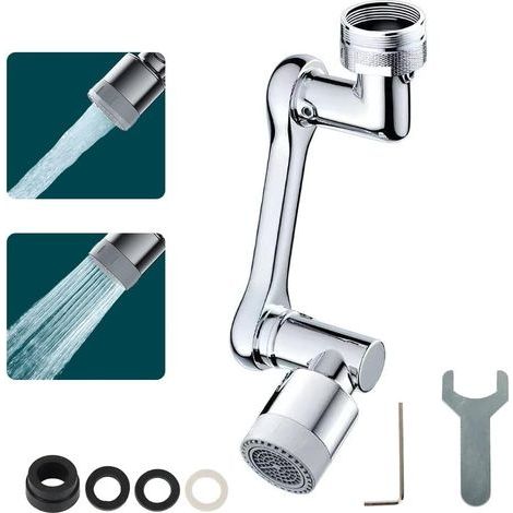 Robinet universel avec filtre anti-éclaboussures, robinet à filtre rotatif à 1080°, robinet à filtre anti-éclaboussures, robinet de cuisine à filtre réglable, mousse enrichie en oxygène, 2 modes (1/5)