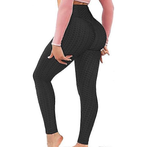 Leggings effet push-up et anti-cellulite pour femmes, pantalon de yoga taille haute (Noir, XS) (1/5)