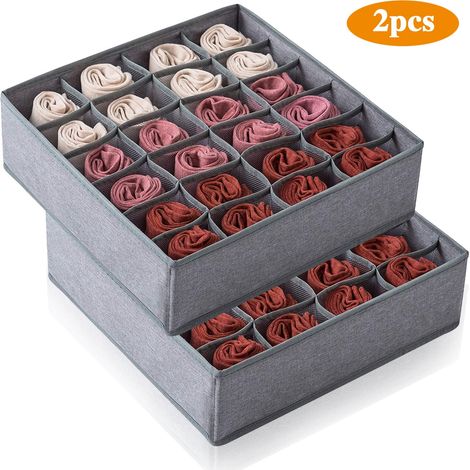 JANMIR-Organisateur de tiroir à sous-vêtements, 6 pièces, en tissu pliable, beige (1/5)