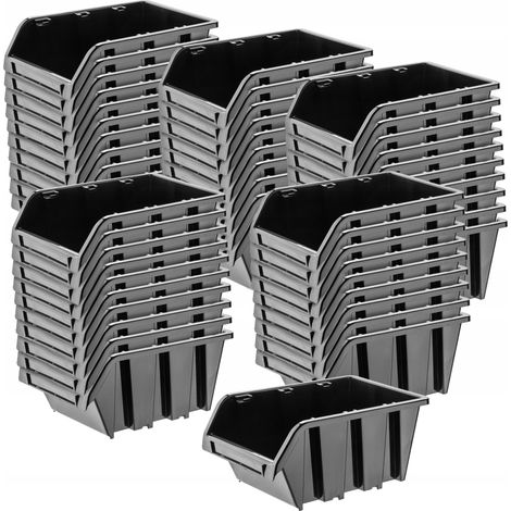 KADAX Stapelbox aus PP Kunststoff, 390 x 240 mm, Schwarz, 50 Stück