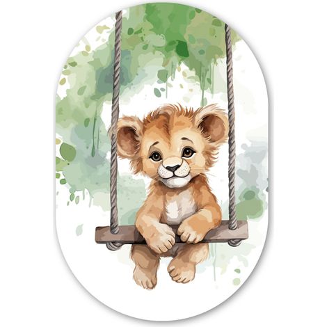 CERCHIO DA PARETE Leone - Animale - Bambini - Giungla 40x60 cm (1/3)
