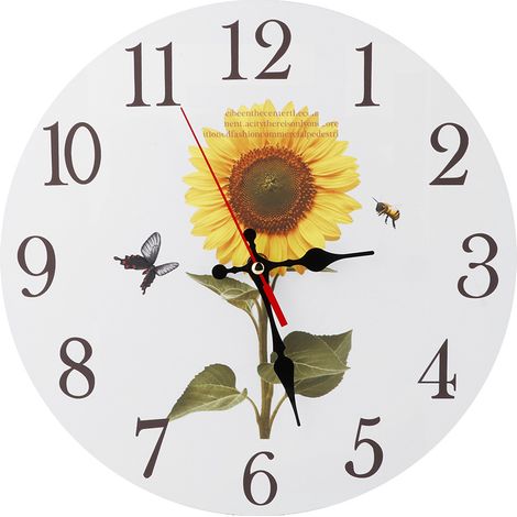 Horloge Murale Rond Tournesol Chiffres Arabes Décor Bureau Maison (1/5)