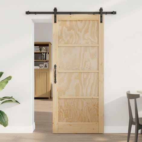Puerta Corredera Natural 86 x 198,5 cm Madera de Pino Maciza