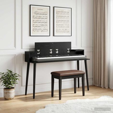 vidaXL Studio Desk Black Oak 152 x 36 x 19.5 cm Engineered Wood (1/5)