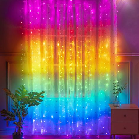 Rideau Lumineux LED - 300 LED - 3 x 3 m - 8 Modes - Télécommande Avec Minuterie - Décoration Fenêtre Jardin Chambre (1/5)