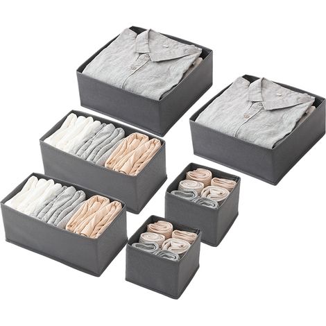 Foldable clothes organizer, set of 6, baskets included, for closets