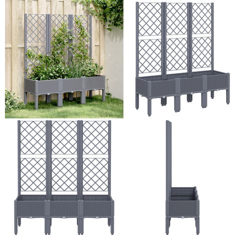 Pflanzkübel mit Rankgitter Grau 120x40x142 cm PP - Blumentopf - Rankgitter - Gartentöpfen - Kübel - Polypropylen Topf - Home & Living (1/5)