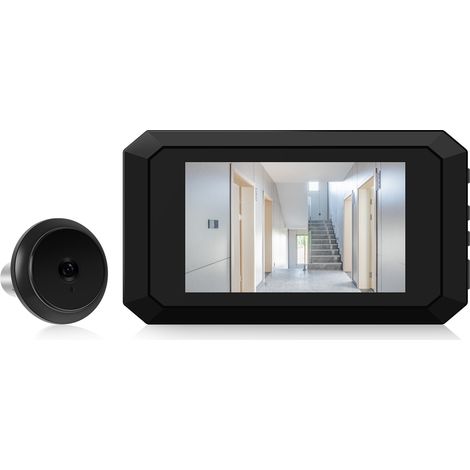 Cámara de seguridad para puerta de apartamento con pantalla LCD de 3,97 pulgadas y resolución 1080p - Videoportero inalámbrico con visión nocturna infrarroja (1/5)
