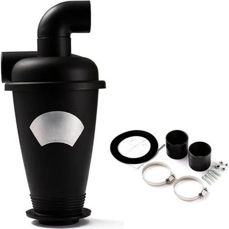 Collecteur de poussière à turbine pour le travail du bois (à monter soi-même), séparateur cyclonique industriel coudé, collecteur de poussière noir (intégré) (1/5)