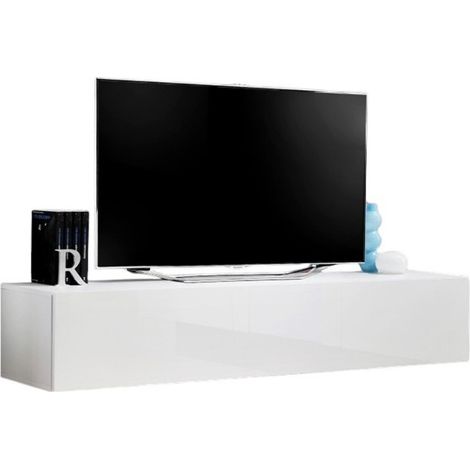 Mobile TV sospeso FLY – Design moderno – Bianco lucido – Sistema Push to Open