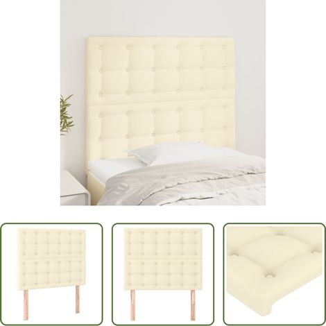 vidaXL Cabecero de cama color crema 100x5x118/128 cm Piel sintética (1/5)