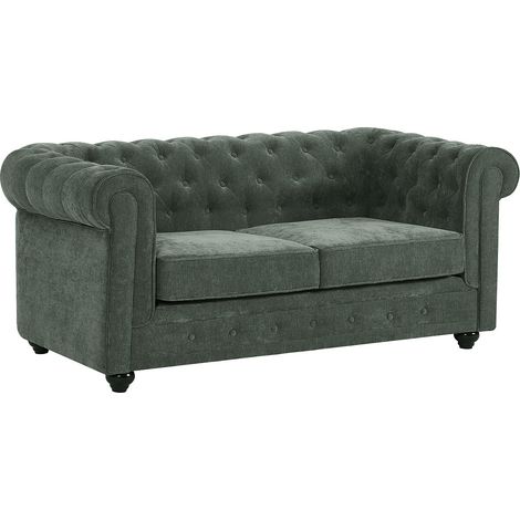 Divano 2 posti in tessuto verde CHESTERFIELD