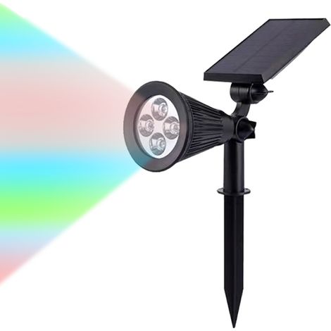 Projecteur solaire paysager pour jardin, 4/7 LED, allumage/extinction automatique, pour cour, jardin ou allée (multicolore, 4 LED) (1/5)