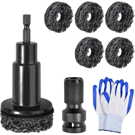 Kit de nettoyage et de resurfaçage de moyeu de roue avec adaptateur et gants  pour perceuse électrique de 1,27 cm (1/4)