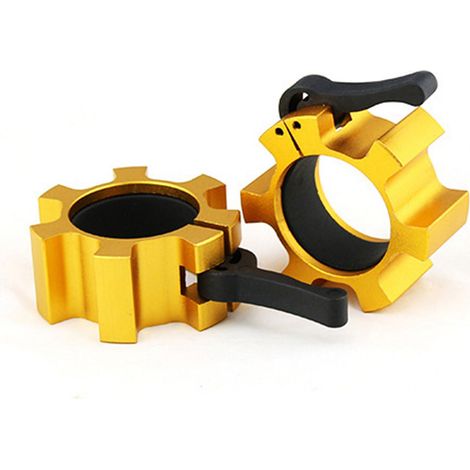 GARRYFIZH 2 pièces de verrouillage de collier d'haltères de 50mm en alliage d'aluminium, Clips de verrouillage à dégagement rapide pour l'entraînement physique, musculation, or (1/5)