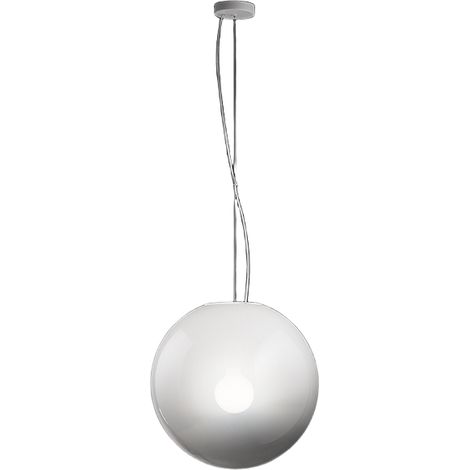Suspension En Verre Soufflé Blanc Opale Nuancé, Structure En Métal Et Aluminium, Diamètre 40 Cm, Douille E27, Classe I, Ip20 - Marque Perenz (1/2)