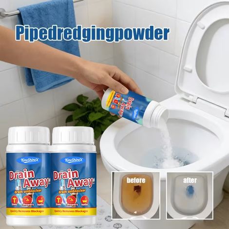 KineShineX Powerful Drain Cleaner Powder löst schnell Haare, Fett und Verstopfungen in Abwasserleitungen auf.