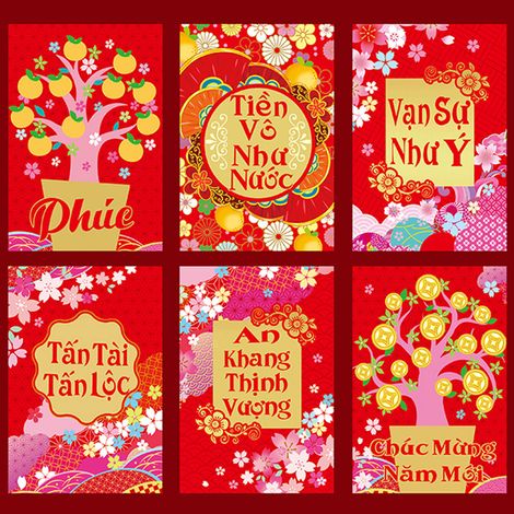 Enveloppe Rouge Nouvel An Vietnamien 2024 Année du Dragon Design Créatif Symbole Zodiacal VN33-8-KZQ (1/2)