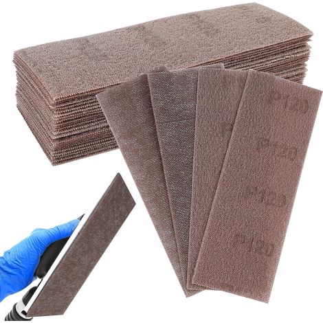 25 Stück 70 x 198 mm Schleifblätter, Schleifgitter, Schleifnetz, Netz für Handschleifer, Körnung 120, für Wände, Holz und Lacke (120) (1/5)