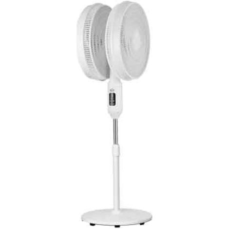 DCG ventilateur sur pied double 50W 12 vitesses hauteur re'glable 132 cm blanc