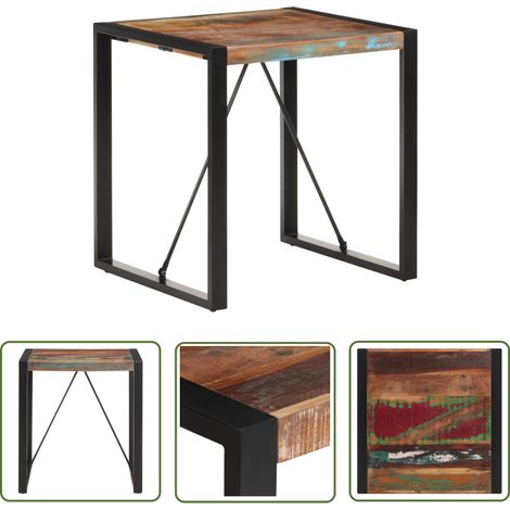 The Living Store Table à manger 70x70x75 cm Bois de récupération massif - Table À Manger Industrielle - Table Bistrot - Table En Bois Recyclé - Table Design - Meubles Industriels (1/5)