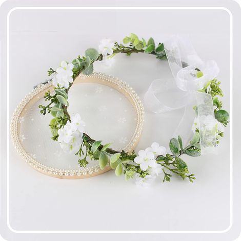 Femmes Couronne de Fleurs, Guirlande Filles Bandeau, Mariée Florale Accessoires de Cheveux pour Chapeau Ornement Party Festival Beach Mariage