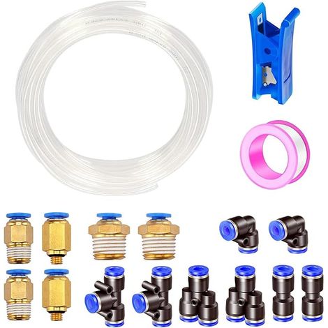 Clair Pneumatique Tuyau Air Comprimé Polyuréthane PU Air Tuyau Kit 6mm OD x 4mm ID avec 14 Connecteur Pneumatique Y T L I (1/5)